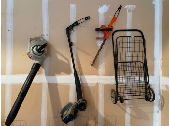 Electric Leafblower, Weedwacker, Trimmer And Cart