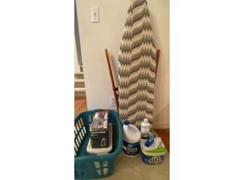 Laundry/Sewing - Wooden Ironing Board And Supplies