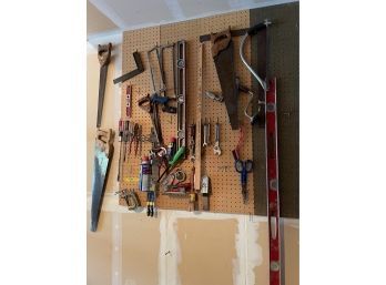 Peg Board Organizer And Assorted Tools