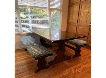 Trestle Leg Table And Two Benches