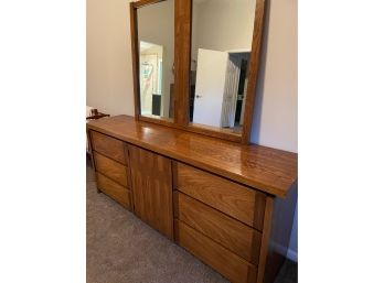 Lane Mid-Century Modern Double Dresser With Mirror - 9 Drawers