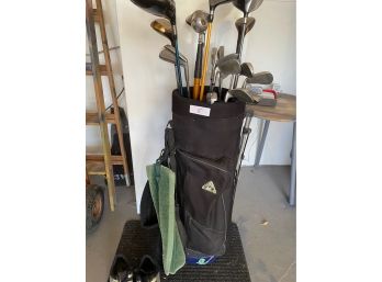 Men's Golf Club Set, Size 10 FootJoy Cleats, Balls, 2 Umbrellas, And Other Accessories