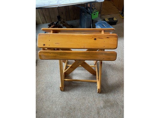 Wooden Saddle Stand And Two Saddle Blankets