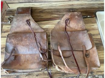 Two Leather Saddle Bags (needs Cleaning) And Horse Tack