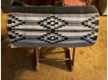 Wooden Saddle Stand And Saddle Blanket