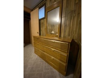 Vintage Double Wood Dresser, Blonde Wood Color W/gold Accents