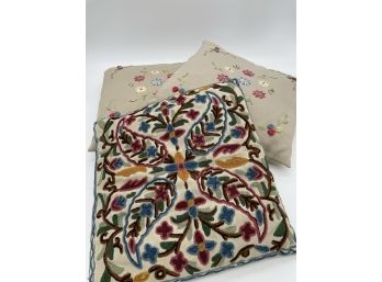Assorted Occasional Pillows With Needlepoint Designs
