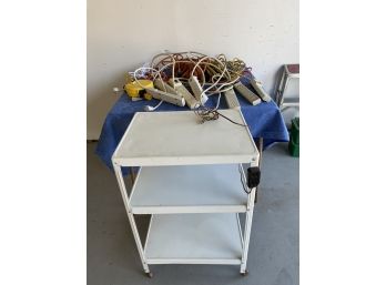 Extension Cords And Rolling Metal Cart
