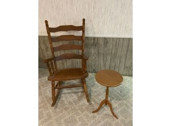 Classic Wood Rocking Chair And Dainty Table