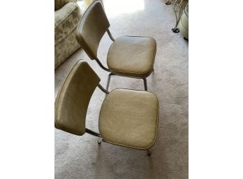Vintage Tan Leather And Metal Chairs
