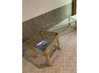 Glass And Gold End Table And Narrow Coffee Table