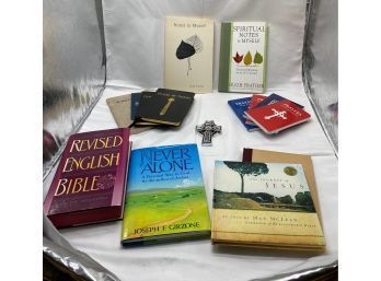 14 Christian Books & Small Metal Celtic Cross