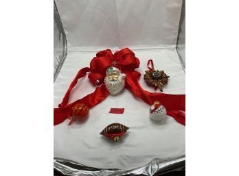 Ornaments And Big Red Bow