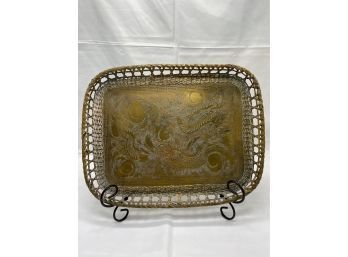 2 Decorated Brass  Platters