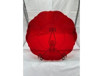 Large Decorative Red Plate
