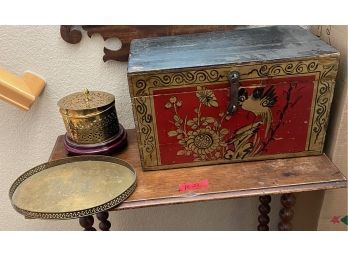 Vintage Asian Box And Accessories