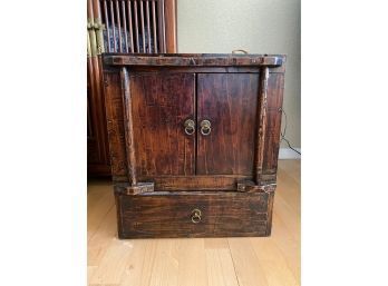 Dark Brown And Copper Side Cabinet