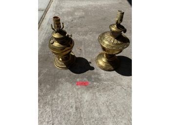 2 Antique Kerosene Converted To Electrical Lamps