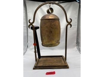 Chinese Style Brass Bell On Stand With Hammer