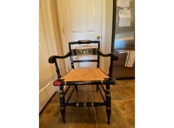 Wood And Rush Decorative Hitchcock Armchair
