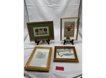 Four Petite Gold Framed Pictures