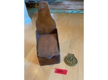 Antique Salt Box And Vintage Brass Scottish Horse Bridle Charm