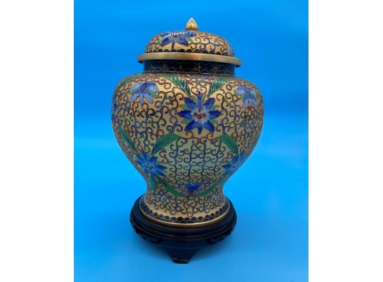 Chinese Metal Urn With Lid