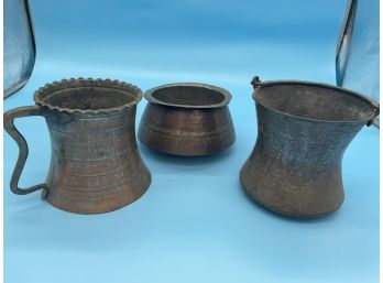 Assorted Copper Containers