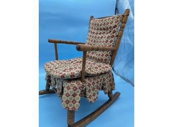 Vintage Children's Rocking Chair, Wood & Fabric