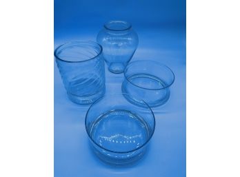 Assortment Of Large CLEAR Glass Vases And Bowls