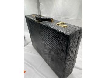 Vintage Embossed Leather Alarmed Briefcase
