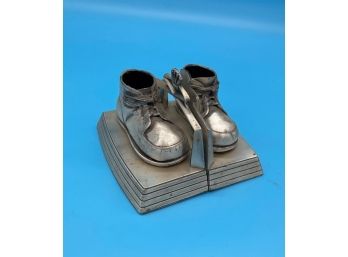 Silver Baby Shoe Bookends