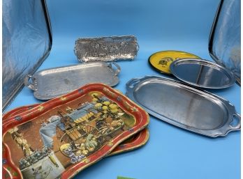 Vintage Serving Trays And Decorative Trays With Elephant Decoration