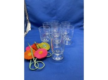 Water Glasses And Daisy Napkin Rings