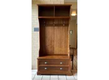 Hall Tree With Seat, Drawer And Cubbies