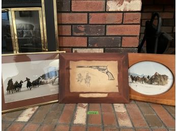 4 Framed Western Pictures