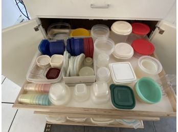 Vintage Tupperware And Covered Pyrex Keepers