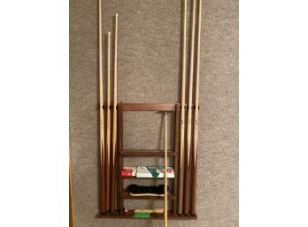 Pool Cue Rack And Accessories