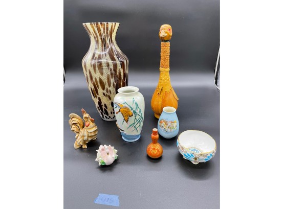 Assorted Vases, Pheasant Bottle, Bone China Dish