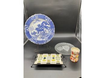 Large Asian Platter, Glass Platter, Trivet And More