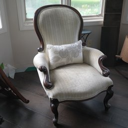 Lot 2 - 1646 Ivory Velvet Victorian Chair - Bring Help To Load!