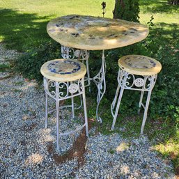 Lot158-1802 Mosaic Bar Height Table Set - Some Condition Issues (see Pics)
