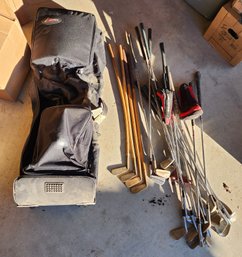 #429 Travel Golf Bag - Old Wood Shaft Golf Clubs & More
