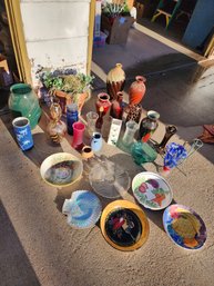 #430 Large Lot Of Vases & Bowls - Great For Glass Garden Art Projects