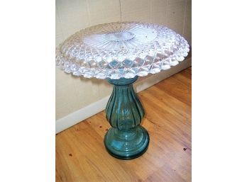 #262 Green Glass Plant Stand
