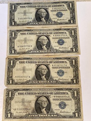 1957 Silver Certificate Dollar Bill Lot Of 4