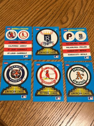 Fleer Baseball Team Stickers Lot Of (6)