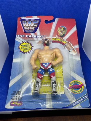 VINTAGE WWF WWE THE PATRIOT 1997 JUSTOYS BENDEMS TITAN SPORTS NEW ON CARD