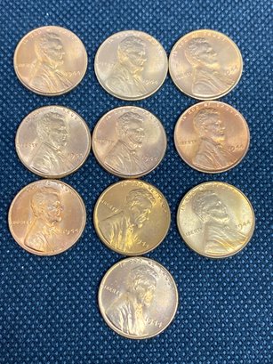 1944 Uncirculated Wheat Penny Lot Of 10