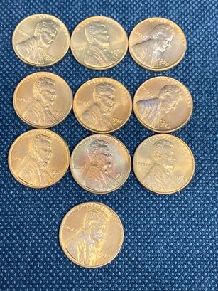 1958 D Uncirculated Wheat Penny Lot Of 10